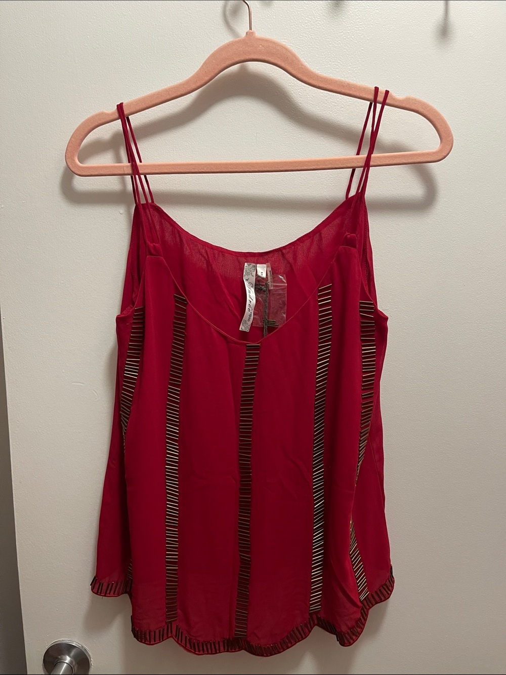 NWT Merlot Beaded Strapped Top